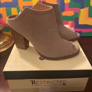 Restricted Taupe Open Toe Heel